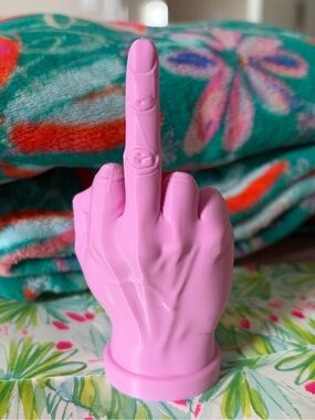Keep it classy! Pink Middle Finger Hand Figurine - Bold Desk Accent